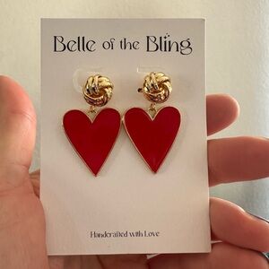 18k gold plated Red Heart Earrings